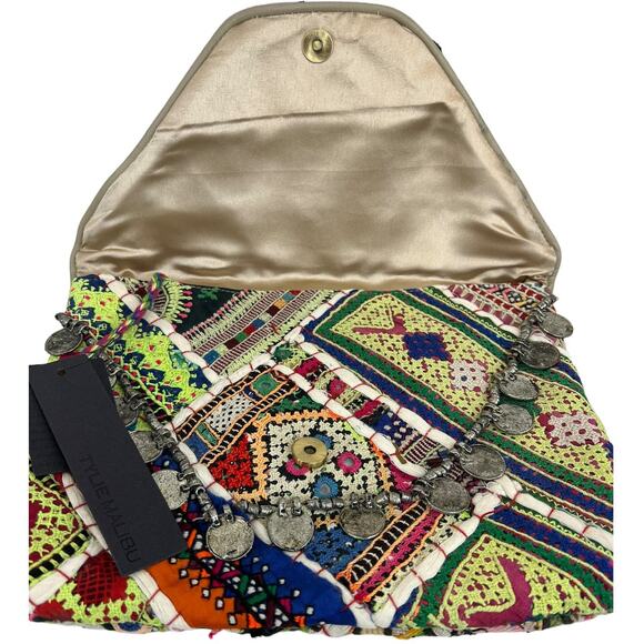 Anthropologie x Tylie Malibu Prana Clutch Purse Embroidered Patchwork Bag - Picture 7 of 11